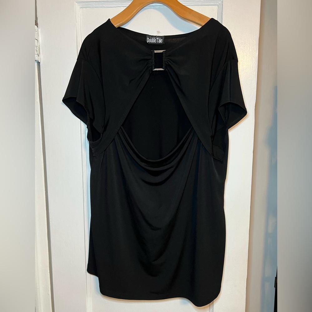 Y2K Vintage Black SS Cutout Top